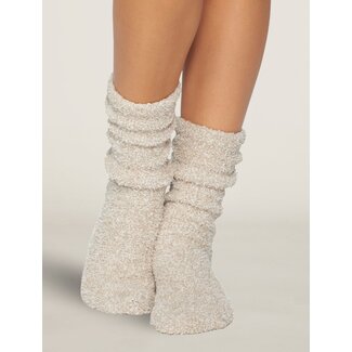 BAREFOOT DREAMS Cozy Chic Heathered Women's Socks in Stone/White