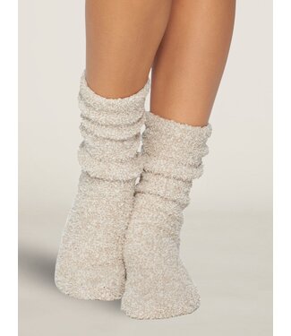 BAREFOOT DREAMS Cozy Chic Heathered Women's Socks in Stone/White