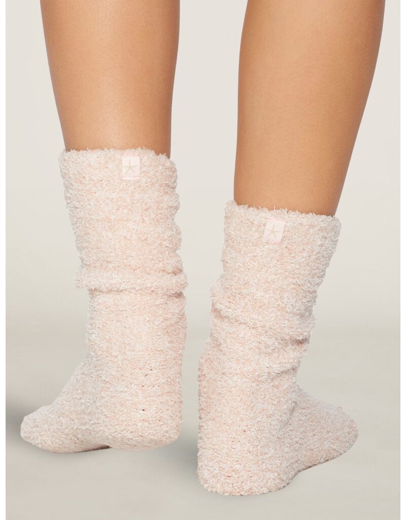 BAREFOOT DREAMS Cozy Chic Heathered Women's Socks in Dusty Rose/White