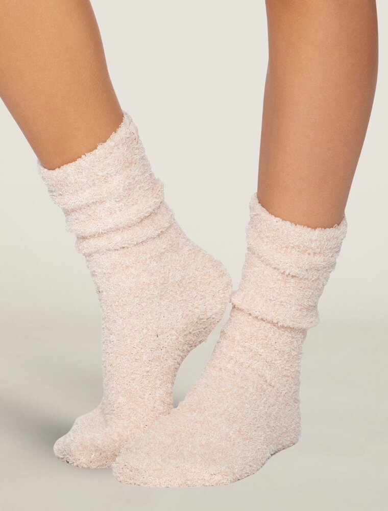 BAREFOOT DREAMS Cozy Chic Heathered Women's Socks in Dusty Rose/White