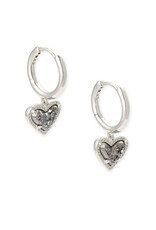 KENDRA SCOTT DESIGN Ari Heart Silver Huggie Earrings in Platinum Drusy