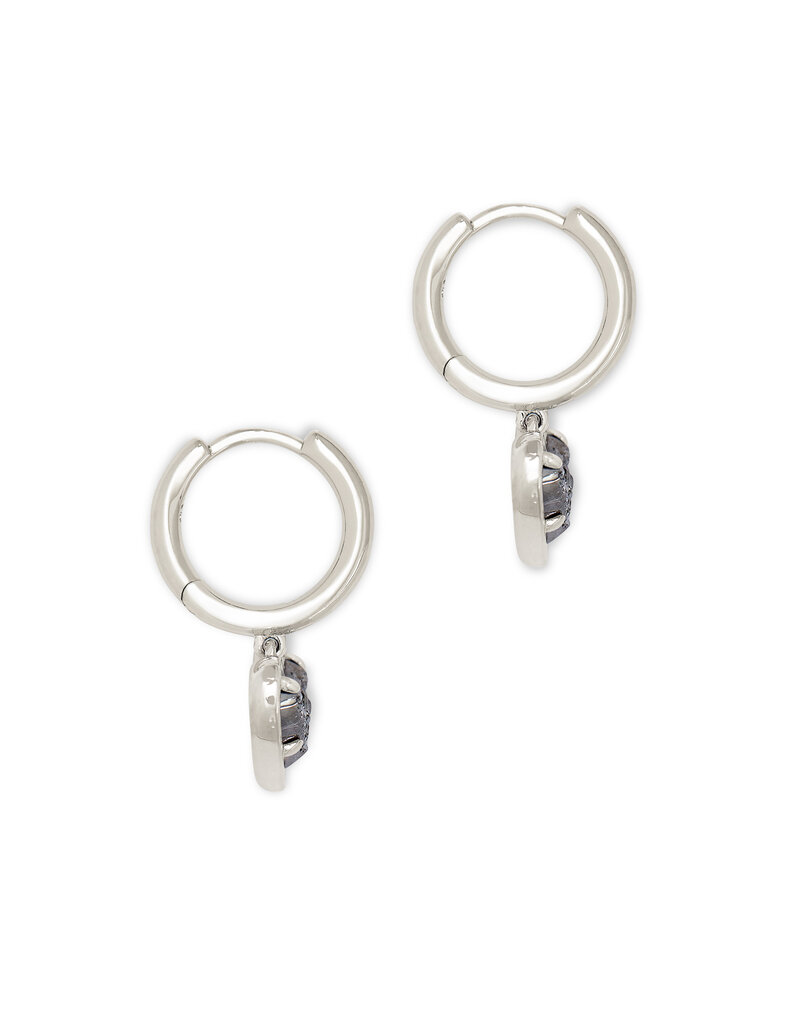 KENDRA SCOTT DESIGN Ari Heart Silver Huggie Earrings in Platinum Drusy