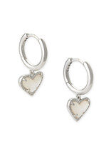 KENDRA SCOTT DESIGN Ari Heart Silver Huggie Earrings in Ivory Mother Of Pearl