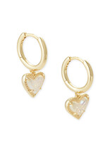 KENDRA SCOTT DESIGN Ari Heart Gold Huggie Earrings in Iridescent Drusy