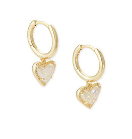 KENDRA SCOTT DESIGN Ari Heart Gold Huggie Earrings in Iridescent Drusy