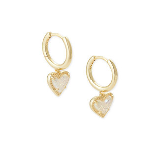 KENDRA SCOTT DESIGN Ari Heart Gold Huggie Earrings in Iridescent Drusy