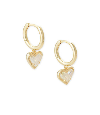 KENDRA SCOTT DESIGN Ari Heart Gold Huggie Earrings in Iridescent Drusy