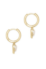 KENDRA SCOTT DESIGN Ari Heart Gold Huggie Earrings in Iridescent Drusy