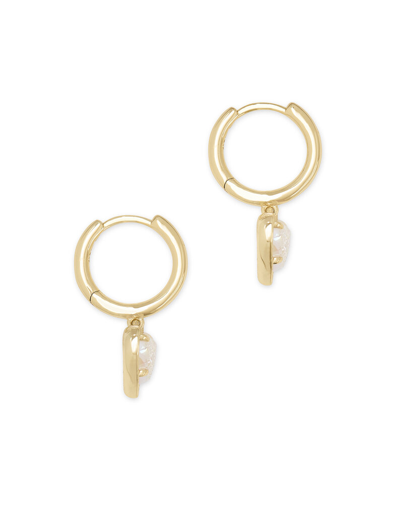 KENDRA SCOTT DESIGN Ari Heart Gold Huggie Earrings in Iridescent Drusy