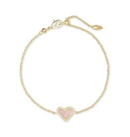 KENDRA SCOTT DESIGN Ari Heart Gold Chain Bracelet in Rose Quartz