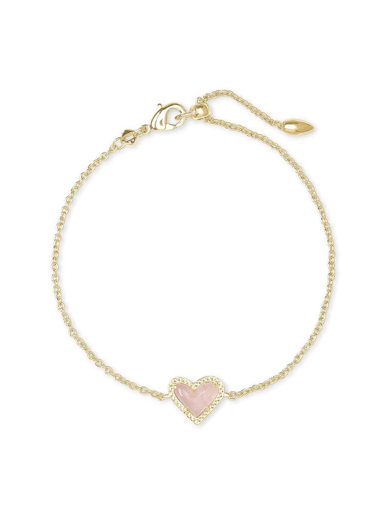 KENDRA SCOTT DESIGN Ari Heart Gold Chain Bracelet in Rose Quartz