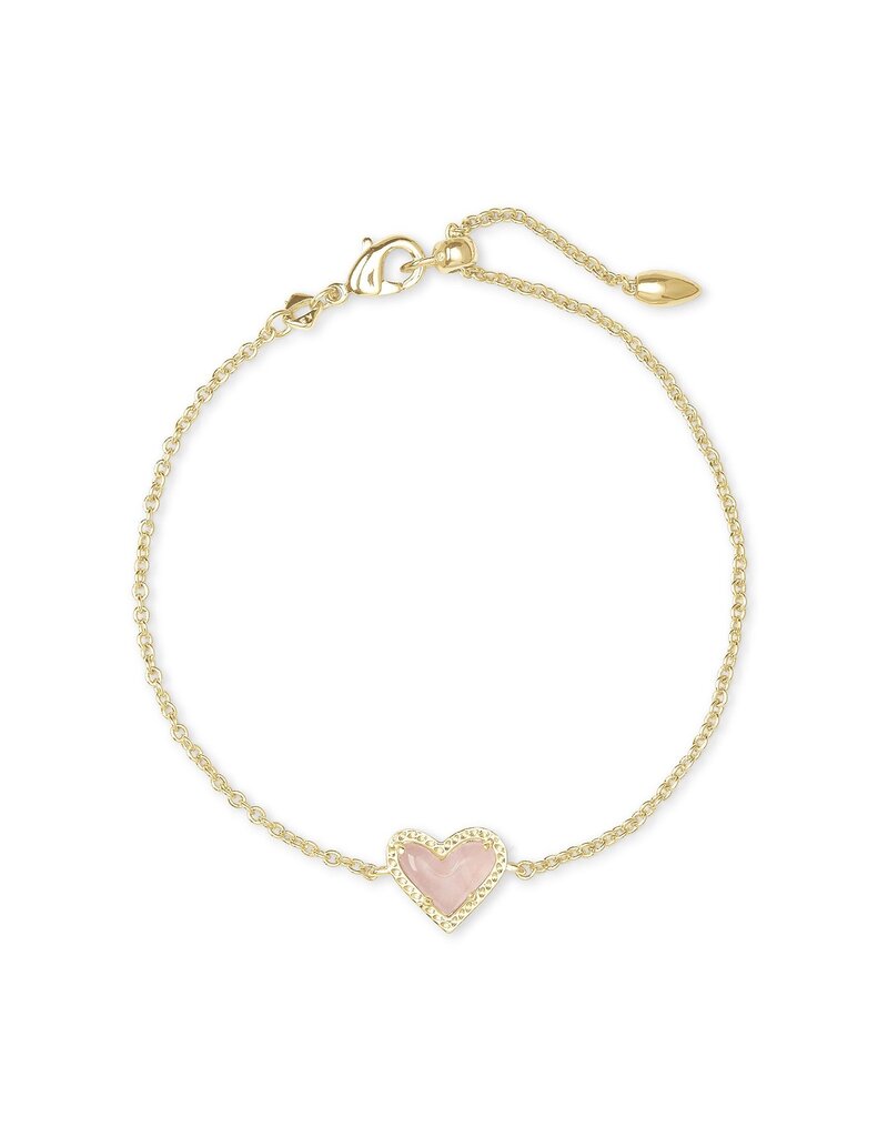 KENDRA SCOTT DESIGN Ari Heart Gold Chain Bracelet in Rose Quartz