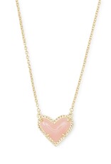 KENDRA SCOTT DESIGN Ari Heart Gold Pendant Necklace in Rose Quartz
