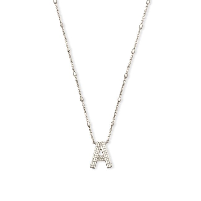 Letter A Pendant Necklace in Silver