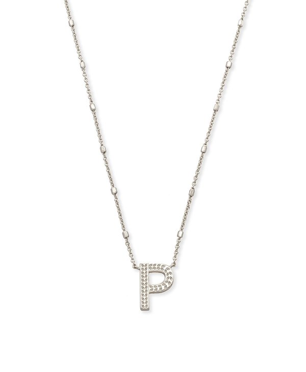 Letter P Pendant Necklace in Silver
