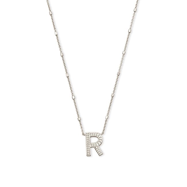 Letter R Pendant Necklace in Silver