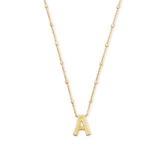 Letter A Pendant Necklace in Gold