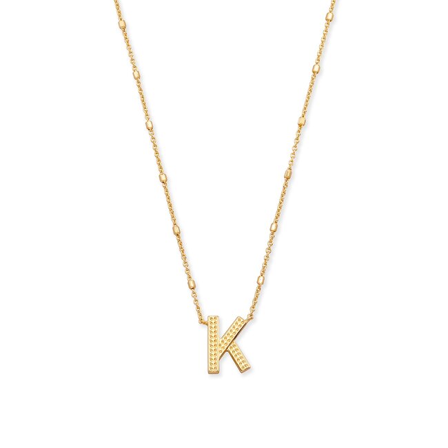 Letter K Pendant Necklace in Gold