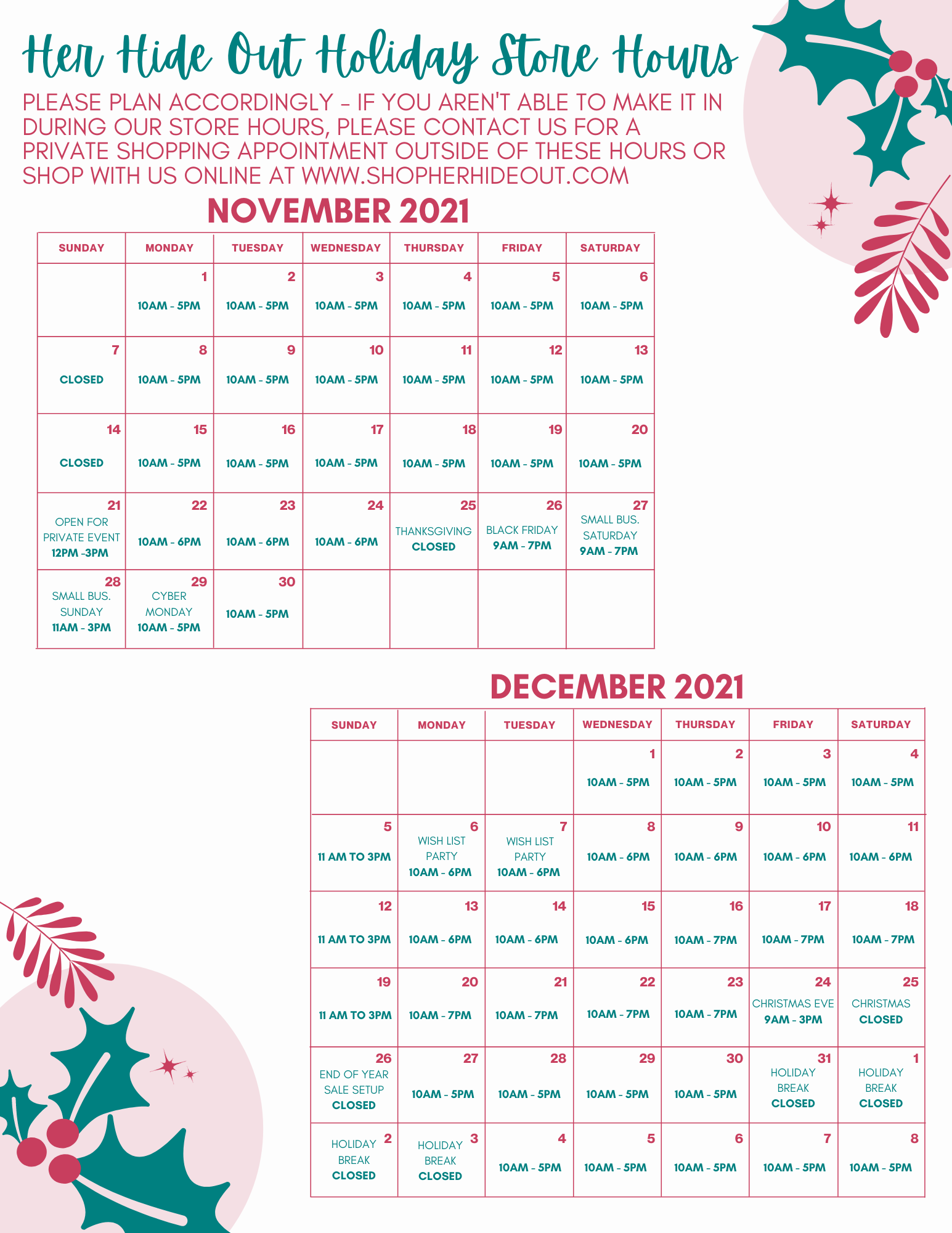 Holiday Store Hours
