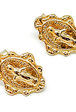 POWERBEADS BY JEN Brushed Gold Blessed Mother Stud Earrings