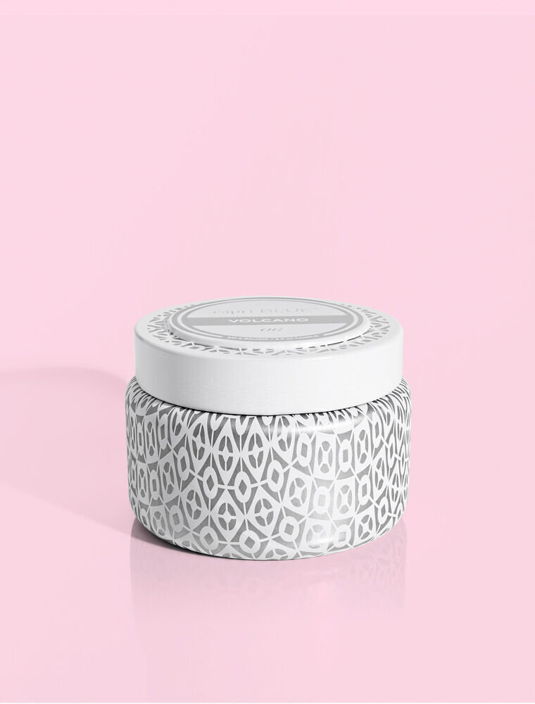 CAPRI BLUE White Printed Travel Tin in Volcano