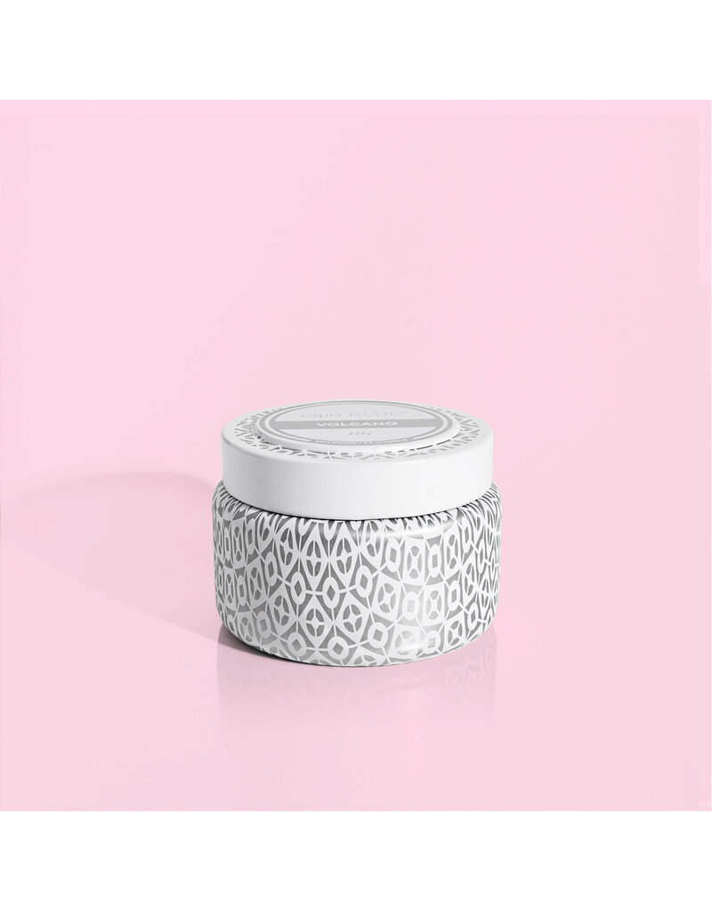 CAPRI BLUE White Printed Travel Tin in Volcano