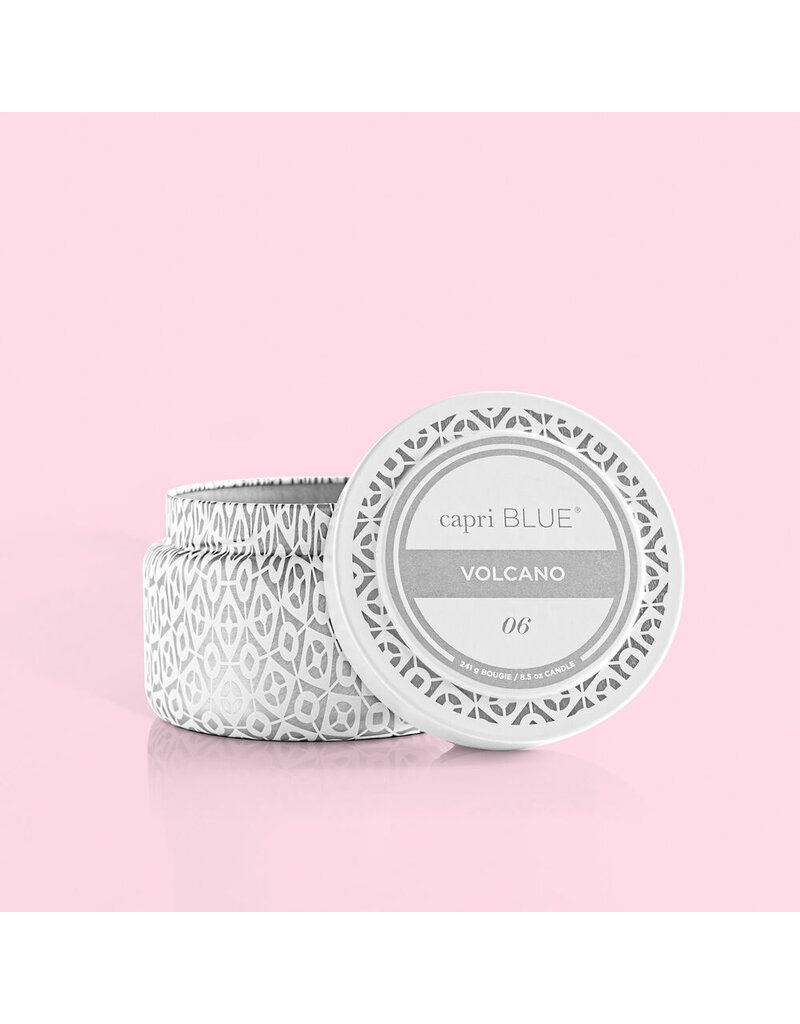 CAPRI BLUE White Printed Travel Tin in Volcano