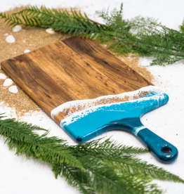 LYNN & LIANA SERVEWARE Large Acacia Cheese Board in Ocean Vibes