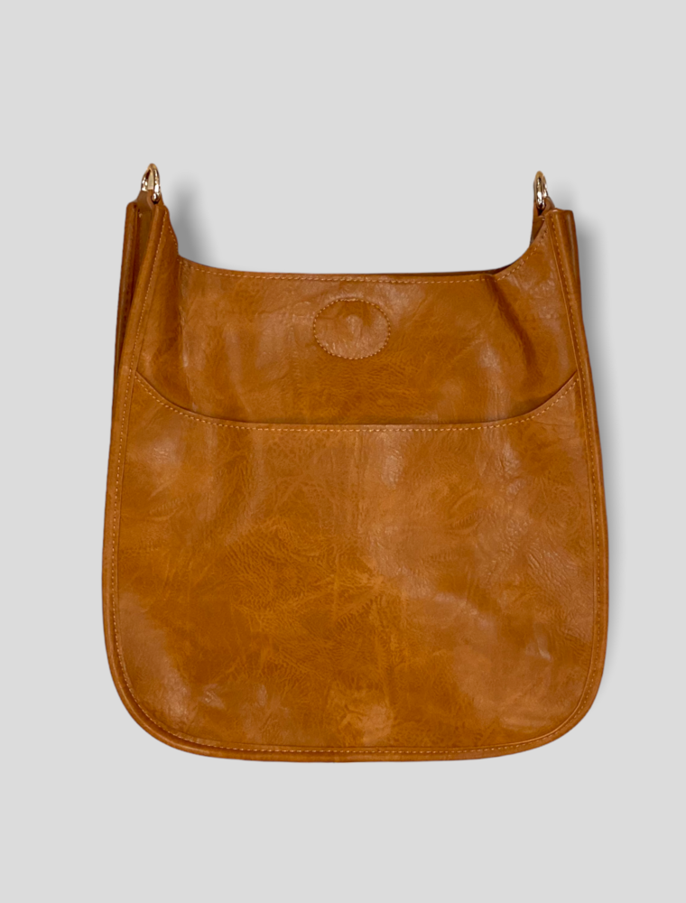 AHDORNED Classic Vegan Leather Messenger Bag Without Strap - Camel (Gold Hardware)