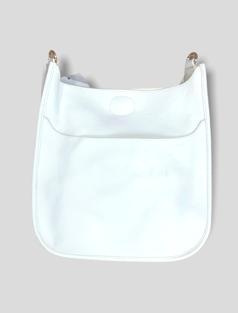 AHDORNED Classic Vegan Leather Messenger Bag Without Strap - White (Gold Hardware)