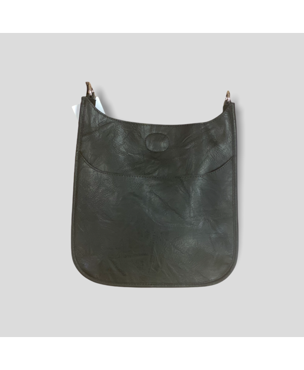 Vegan Leather Messenger Bag Without Strap - Black (Silver Hardware)