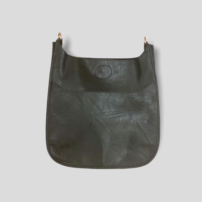 Classic Vegan Leather Messenger Bag Without Strap - Black (Gold Hardware)
