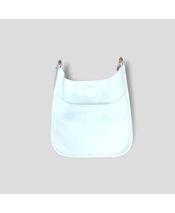 Mini Vegan Leather Messenger Bag Without Strap - White (Gold Hardware)