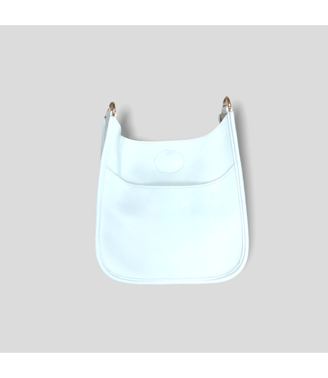 Mini Vegan Leather Messenger Bag Without Strap - White (Gold Hardware)