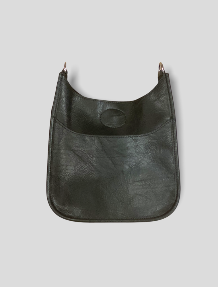 AHDORNED Mini Vegan Leather Messenger Bag Without Strap - Black (Silver Hardware)