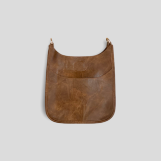 Ahdorned Brown Vegan Leather Crossbody Bag + Orange Camo Strap