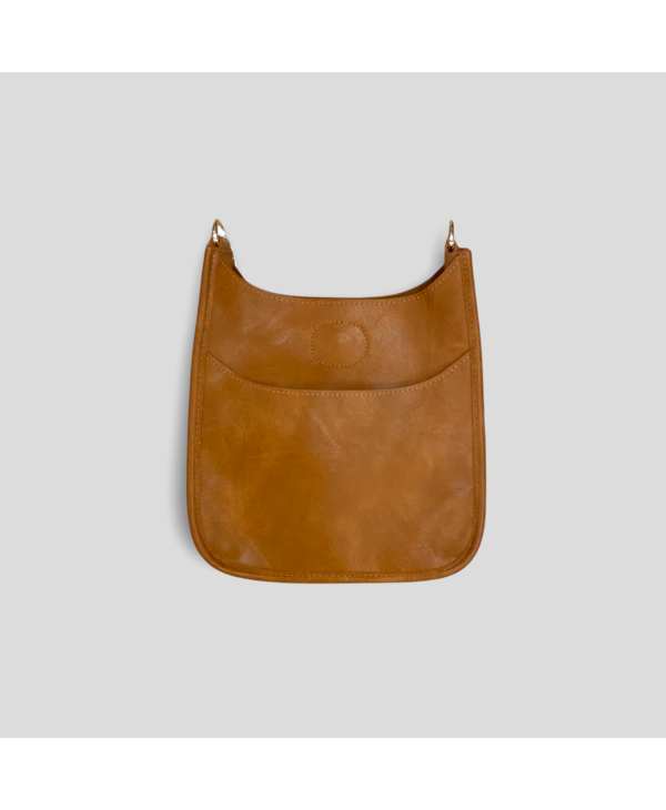Mini Vegan Leather Messenger Bag Without Strap - Camel (Gold Hardware)