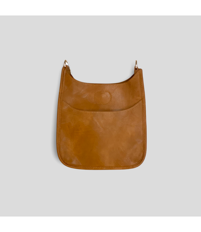Mini Vegan Leather Messenger Bag Without Strap - Camel (Gold Hardware)