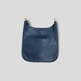 AHDORNED Mini Vegan Leather Messenger Bag Without Strap - Navy Blue (Gold Hardware)