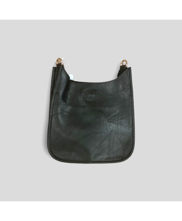 Mini Vegan Leather Messenger Bag Without Strap - Black (Gold Hardware)