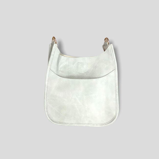 Mini Vegan Leather Messenger Bag Without Strap - Cream (Gold Hardware)