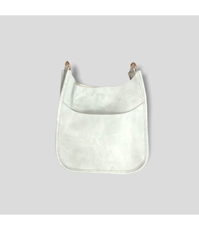 Mini Vegan Leather Messenger Bag Without Strap - Cream (Gold Hardware)