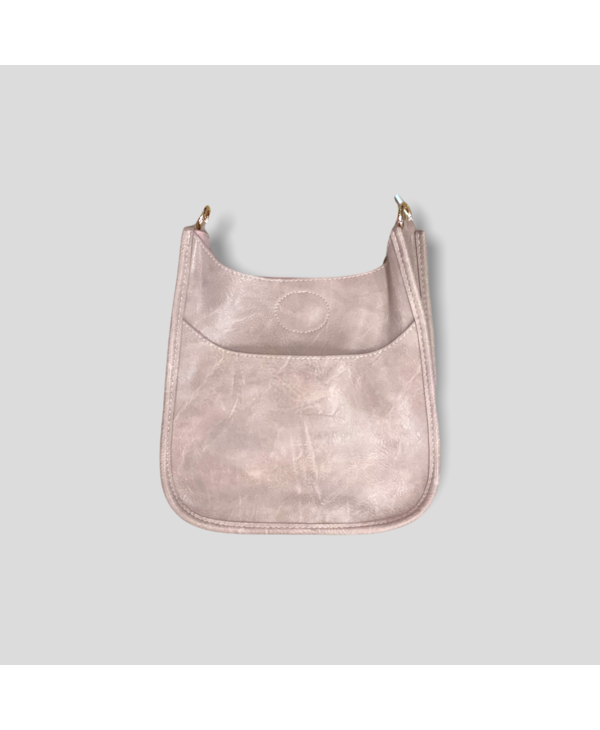 Mini Vegan Leather Messenger Bag Without Strap - Blush (Gold Hardware)