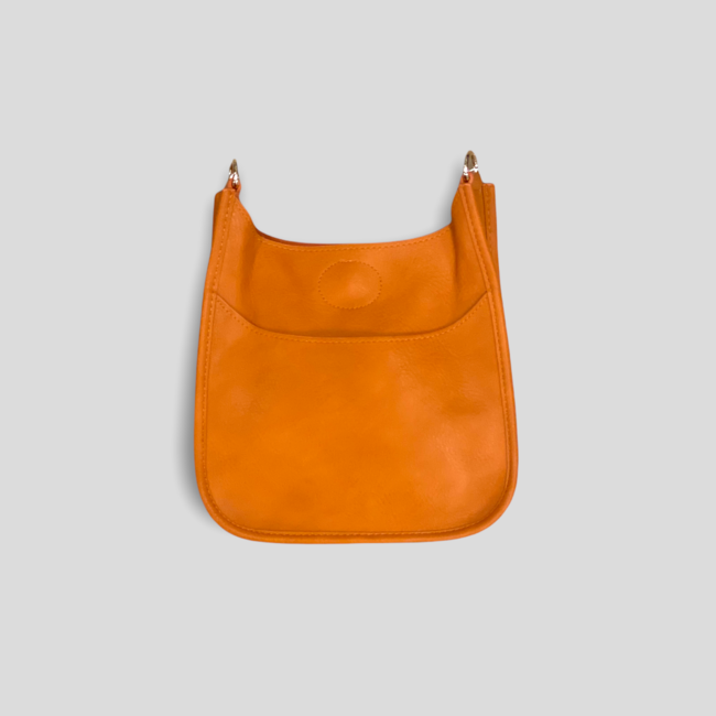 Mini Vegan Leather Messenger Bag Without Strap - Orange (Gold Hardware)