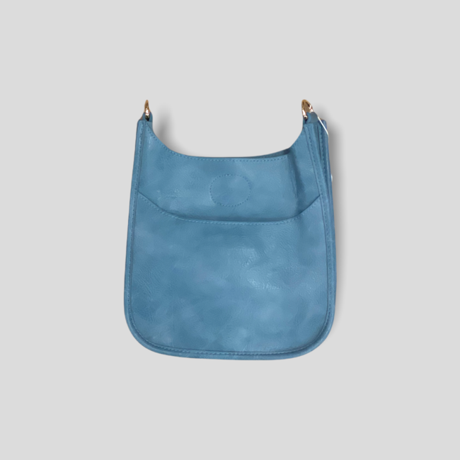 Mini Vegan Leather Messenger Bag Without Strap - Denim Blue (Gold Hardware)