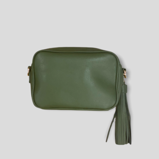 AHDORNED Pebbled Faux Leather Tassel Bag Without Strap - Army Green (Gold Hardware)