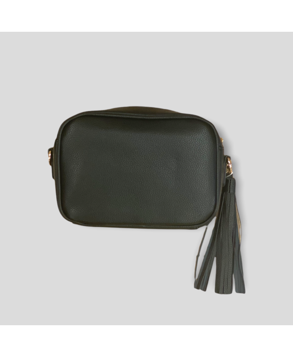 Pebbled Faux Leather Tassel Bag Without Strap - Black (Gold Hardware)