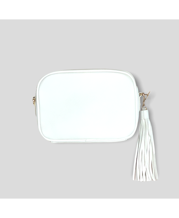 Pebbled Faux Leather Tassel Bag Without Strap - White (Gold Hardware)