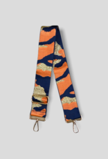 AHDORNED Camouflage Bag Strap - Orange/Navy Blue/Gold (Gold Hardware)