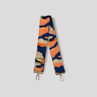 AHDORNED Camouflage Bag Strap - Orange/Navy Blue/Gold (Gold Hardware)